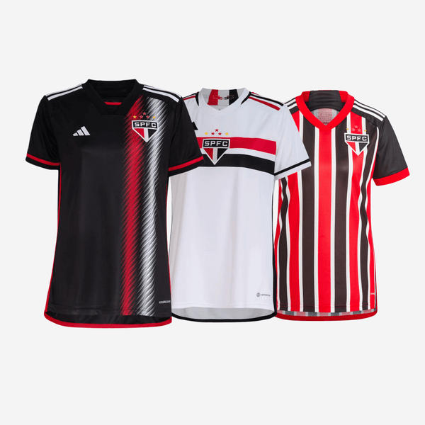 Kit 3 Camisas Femininas São Paulo 2023/24 I, II e III + Brinde Exclusivo