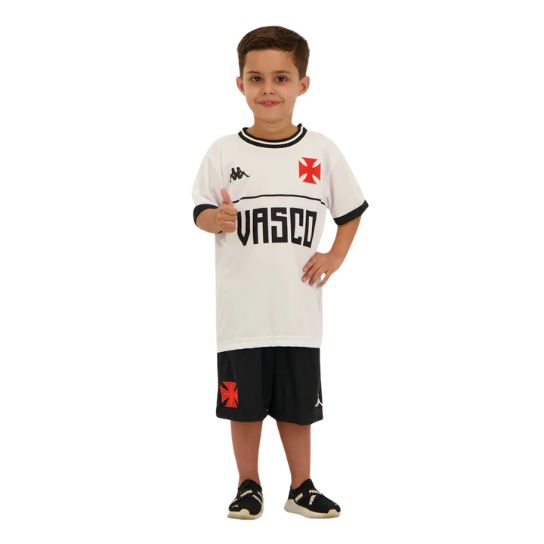 Kit Infantil Kappa CRVG Supporter 2023 Branco e Preto